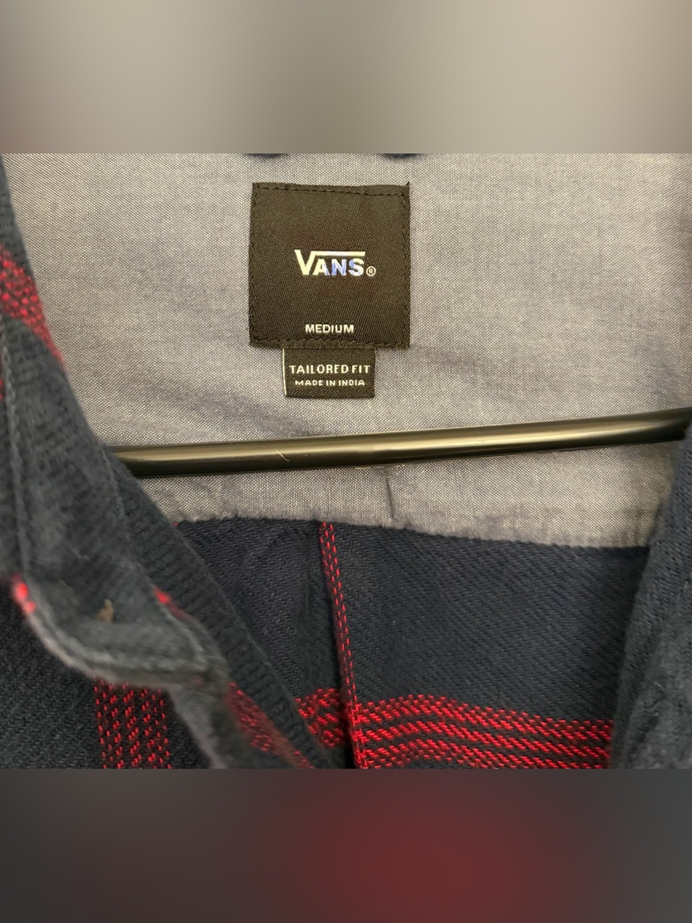 Van’s Men’s 100% Cotton Flannel, Navy/Red, M - Picture 5 of 9